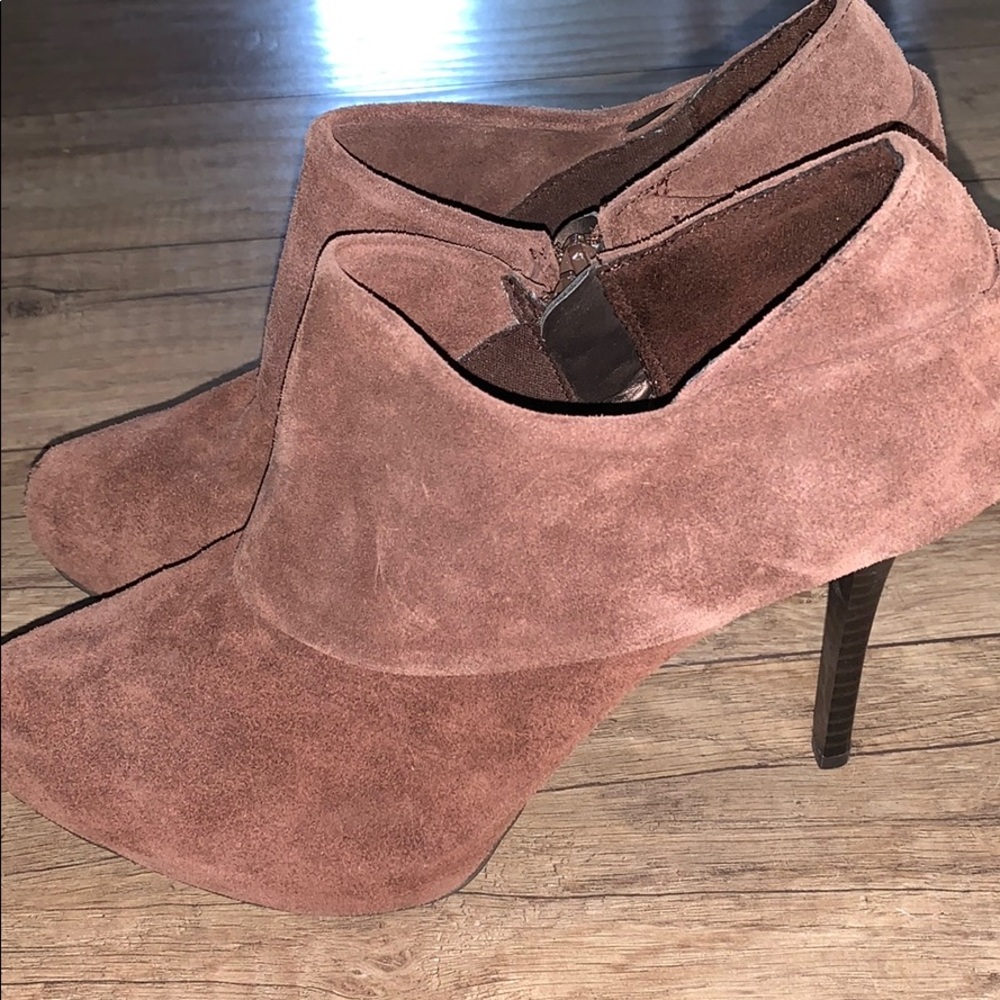 Fergie Brown Leather stilettos booties boots 8.5